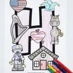 coloring page letter H