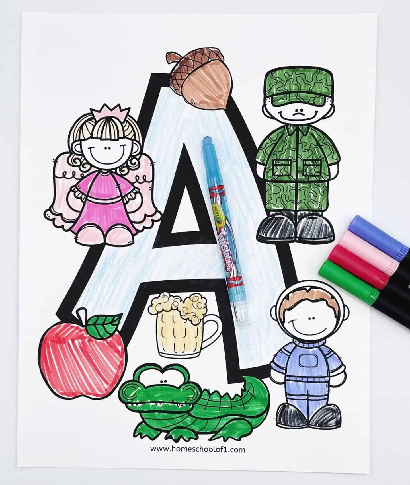 coloring page letter a