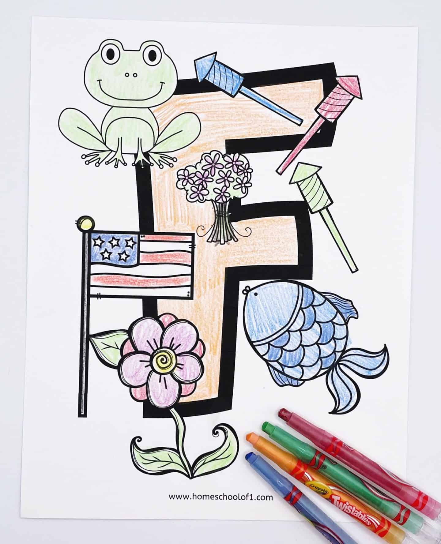 coloring page letter f