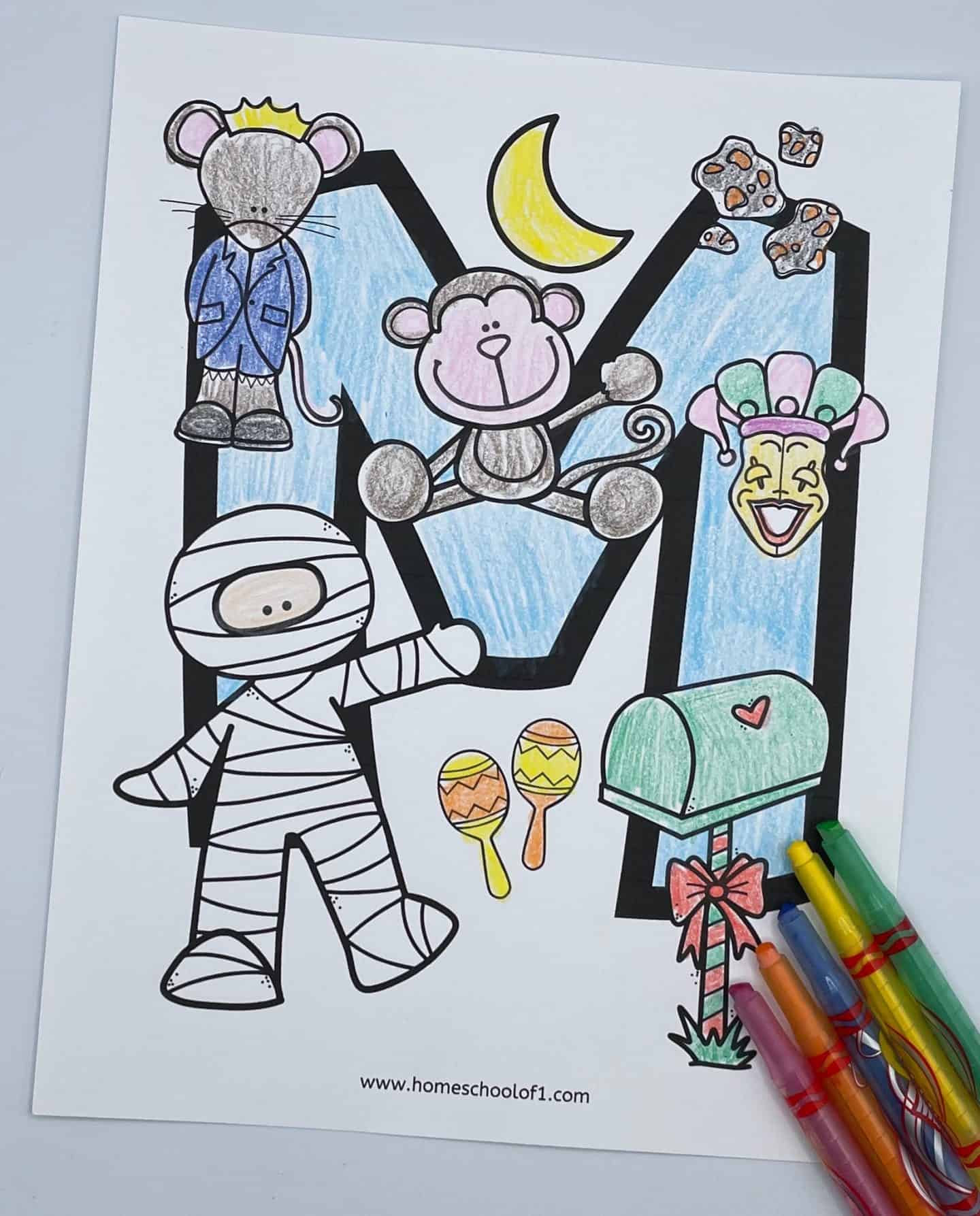 coloring page letter m