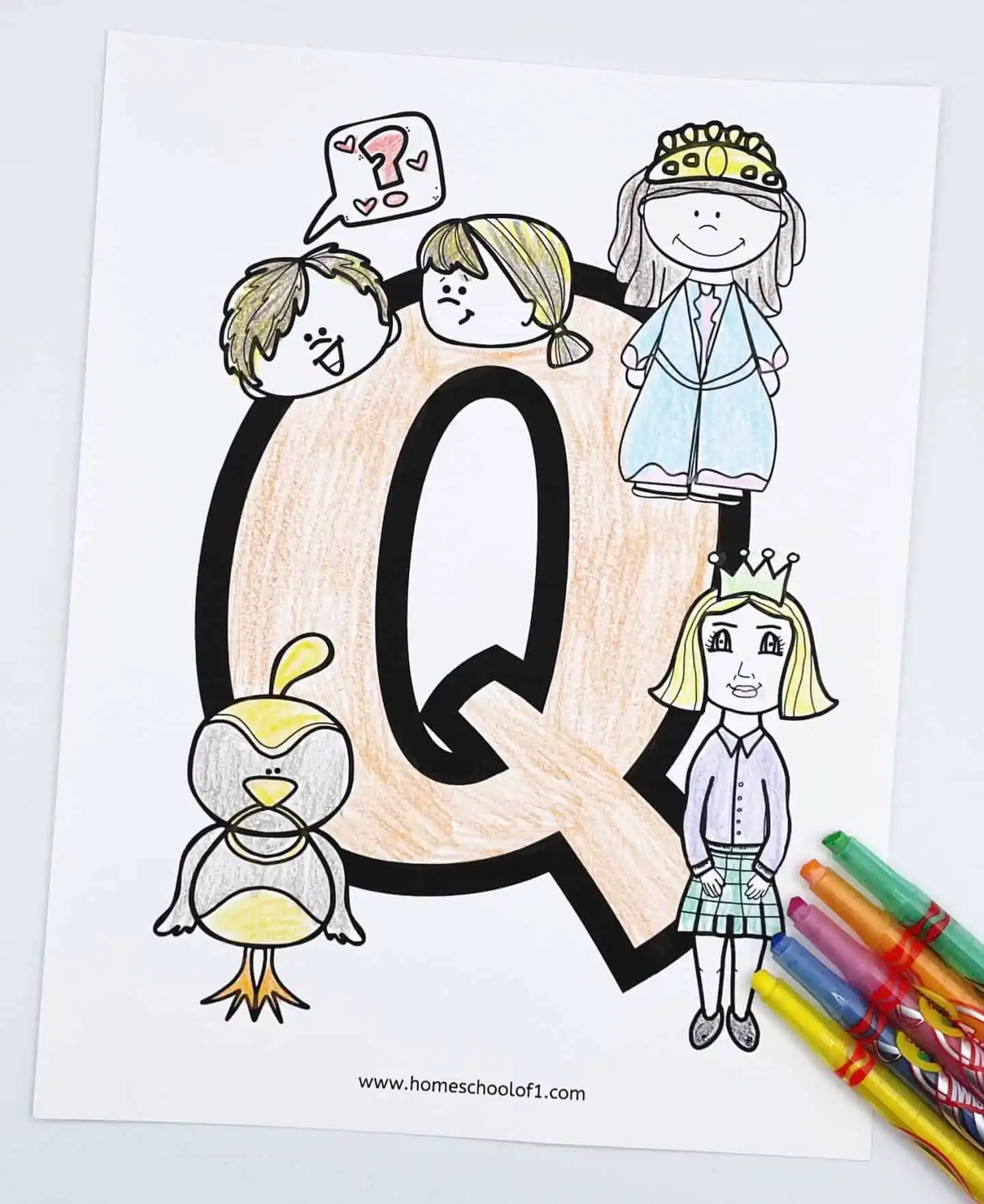 coloring page letter q