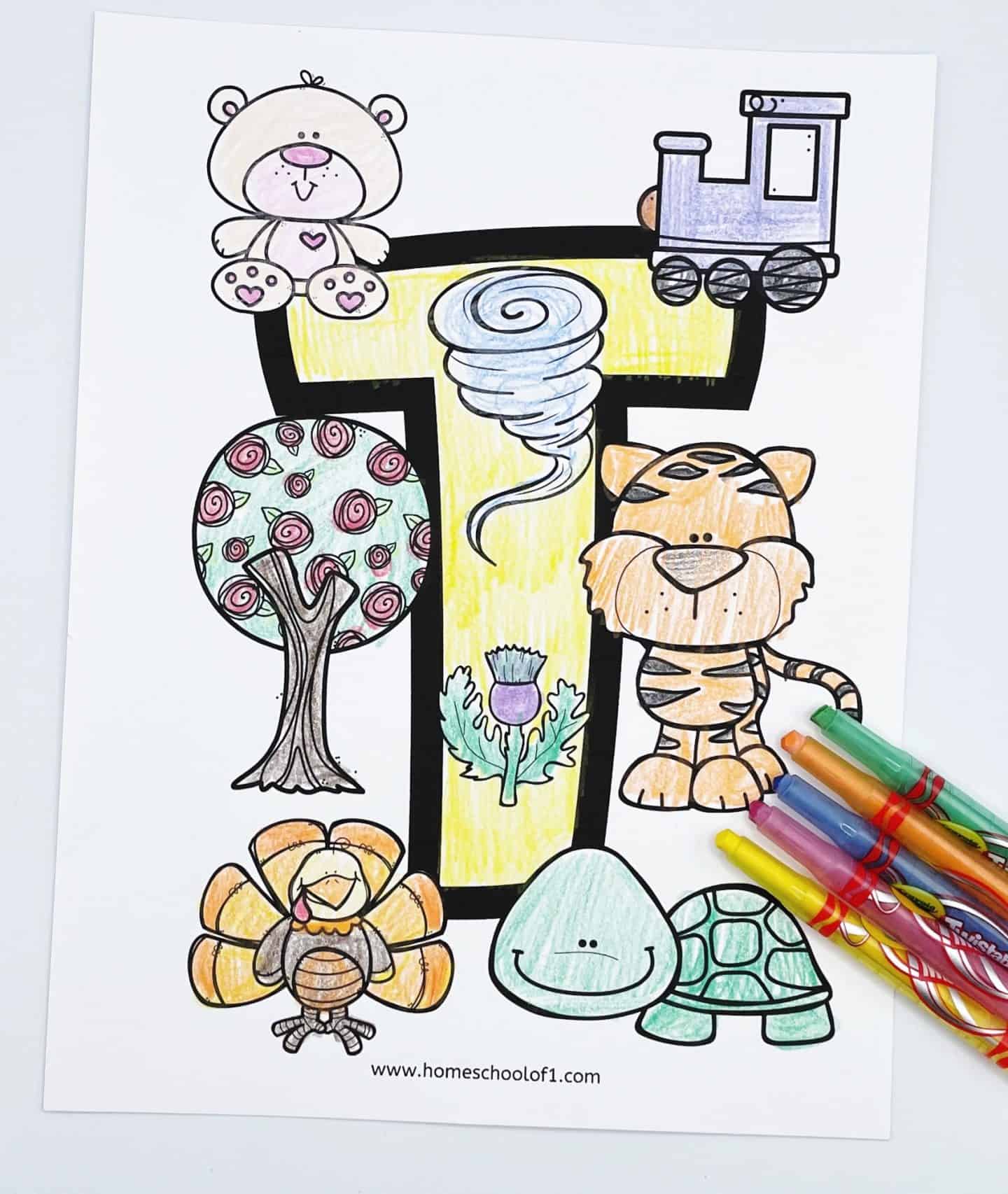 coloring page letter t