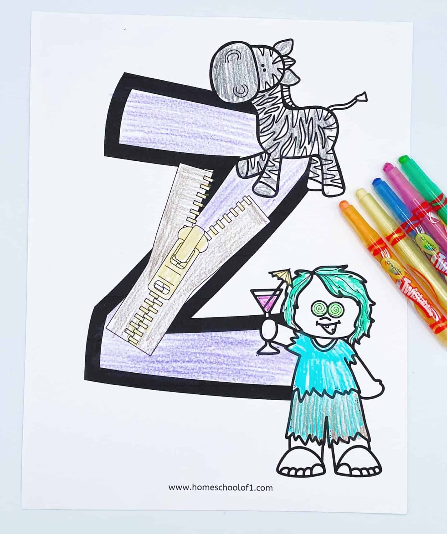 coloring page letter z