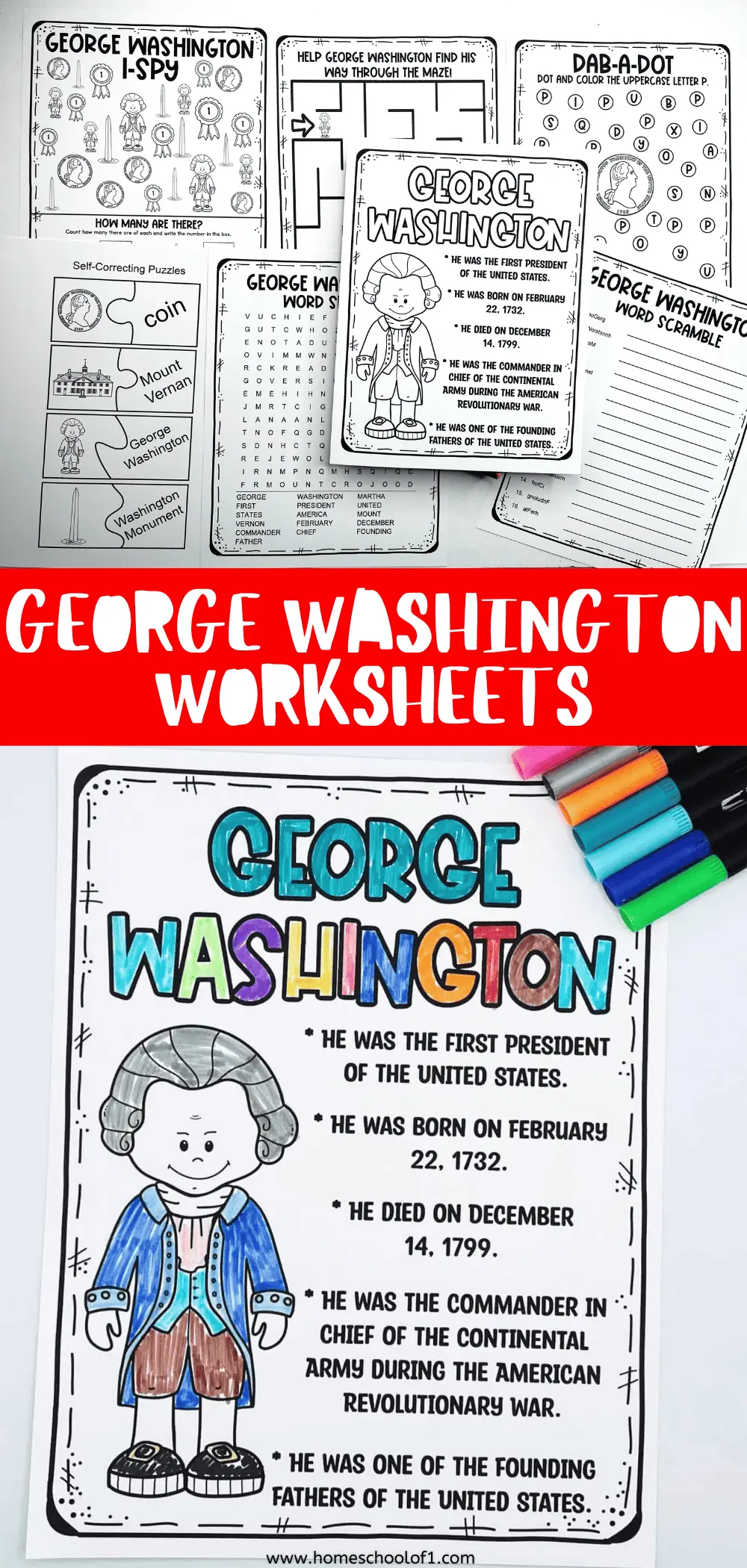 free printable George Washington worksheets