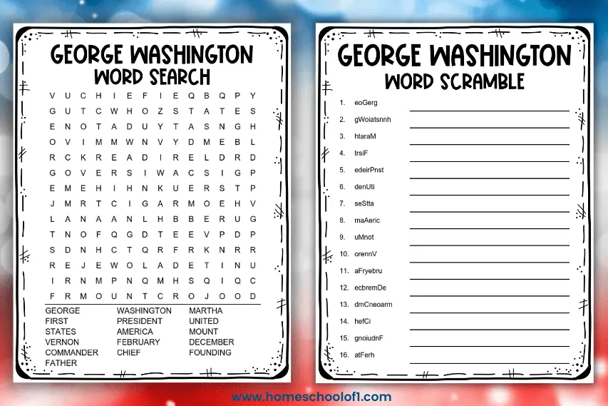 7 Free George Washington Activity Sheets Homeschool Of 1