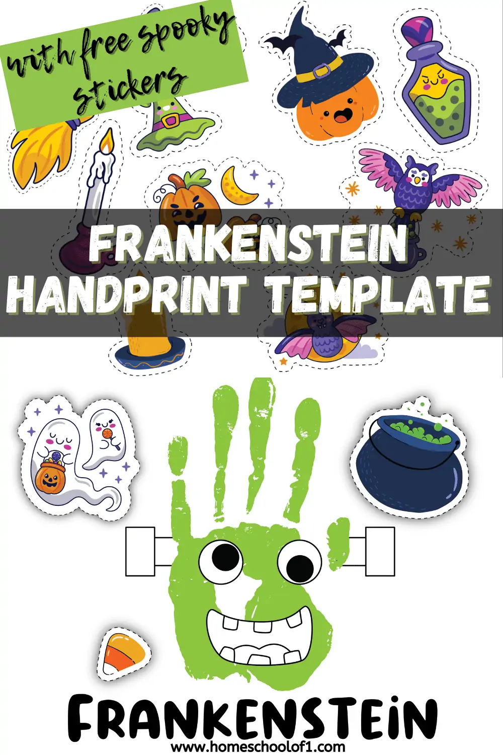 Handprint Frankenstein Craft For Halloween