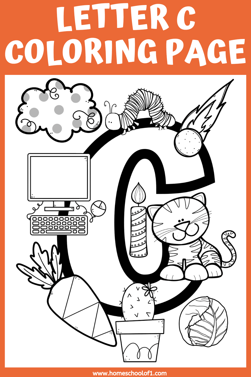 Letter C Coloring Page And Activities Beginning With C 0697