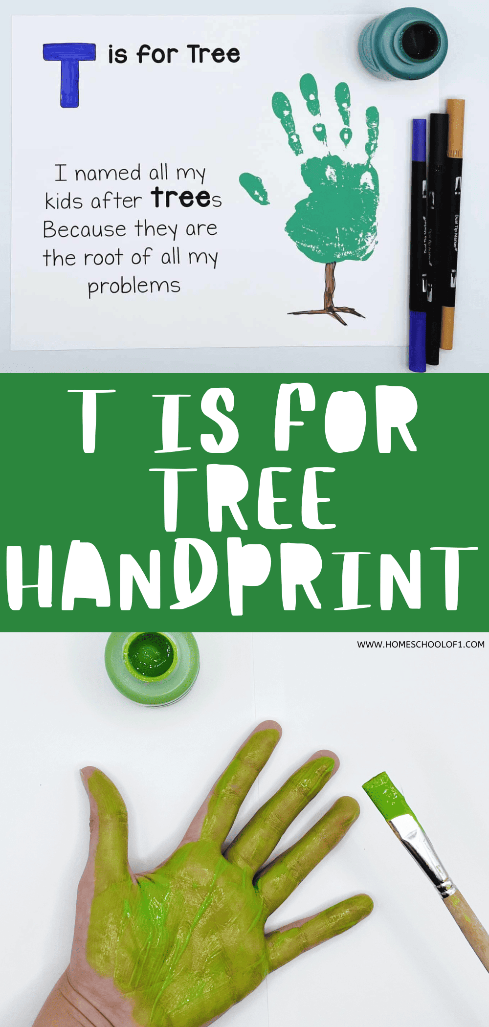 T is for Tree Handprint Art (Free Printable)