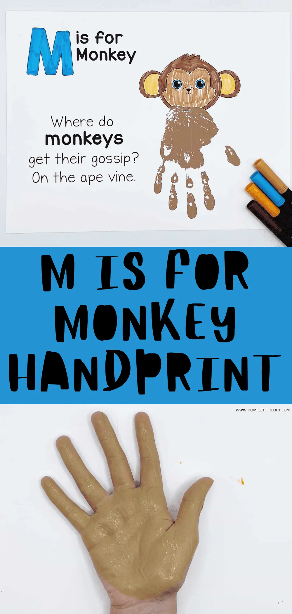 m is for monkey handprint art