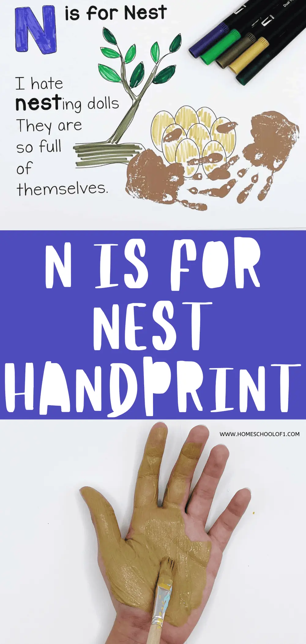 n is for nest handprint art