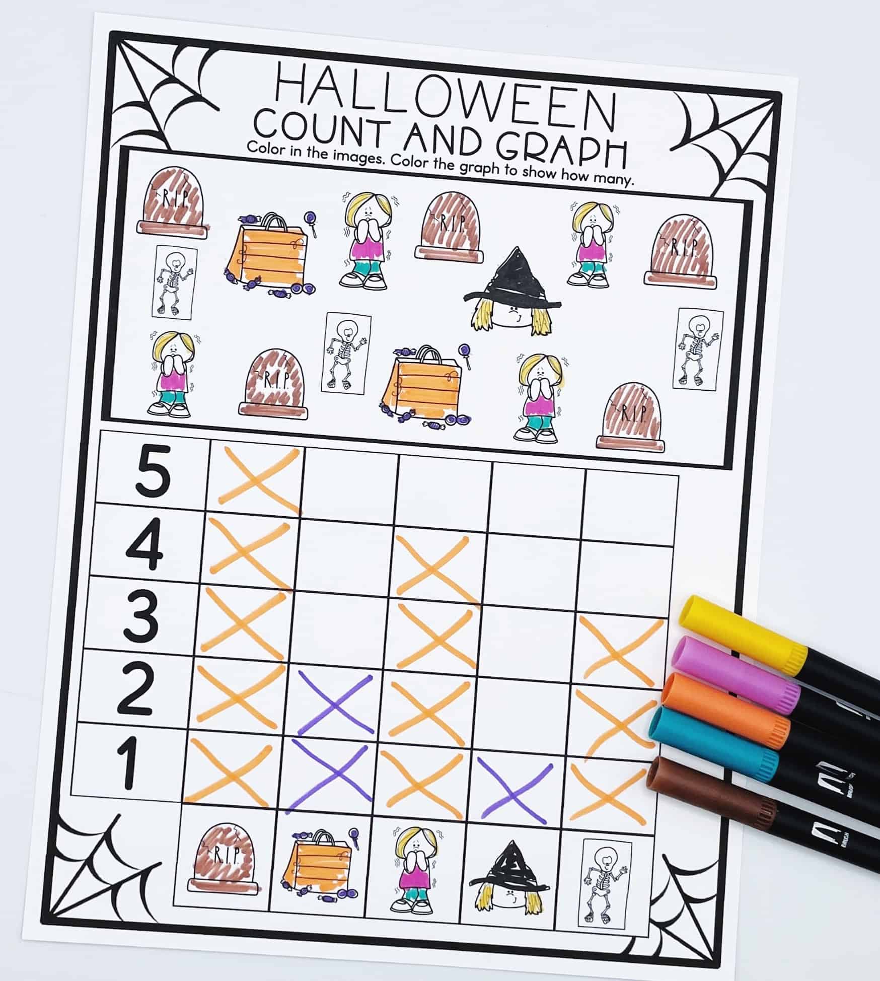 3 Free Halloween Graphing Worksheets (Color, Count & Graph)