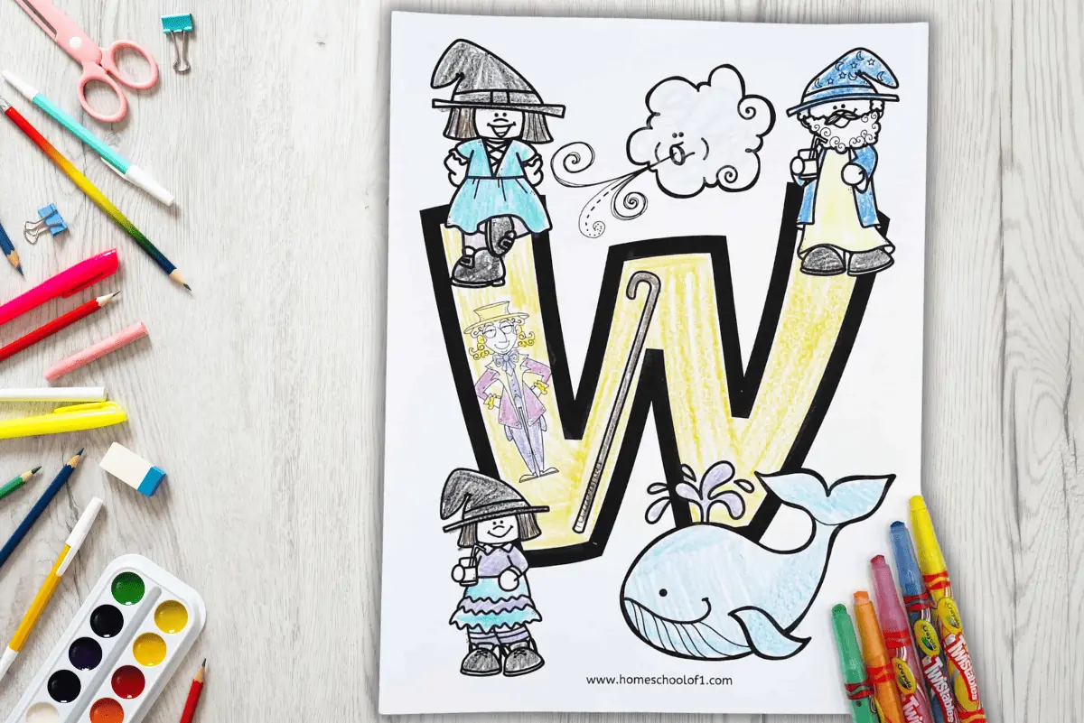 LETTER W COLORING PAGE FREE PRINTABLE