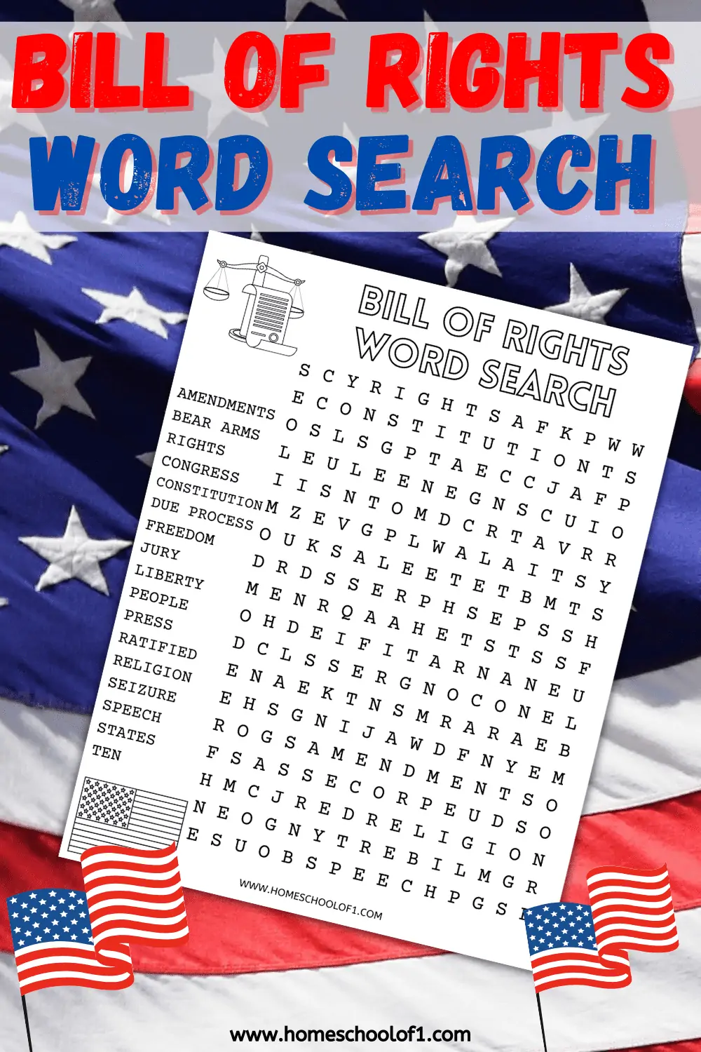 Bill Of Rights Word Search free Printable Homeschool Of 1