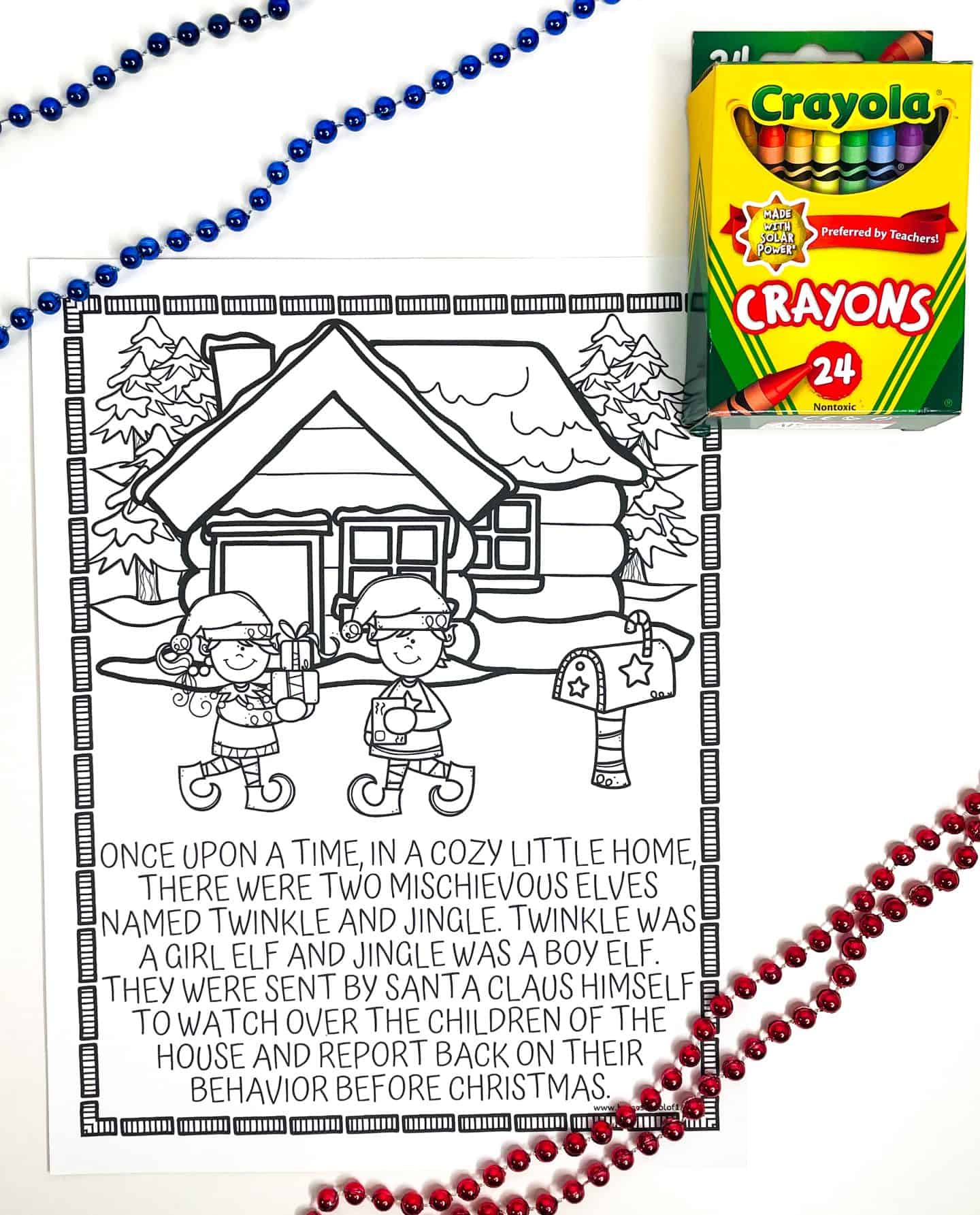 elf coloring story page