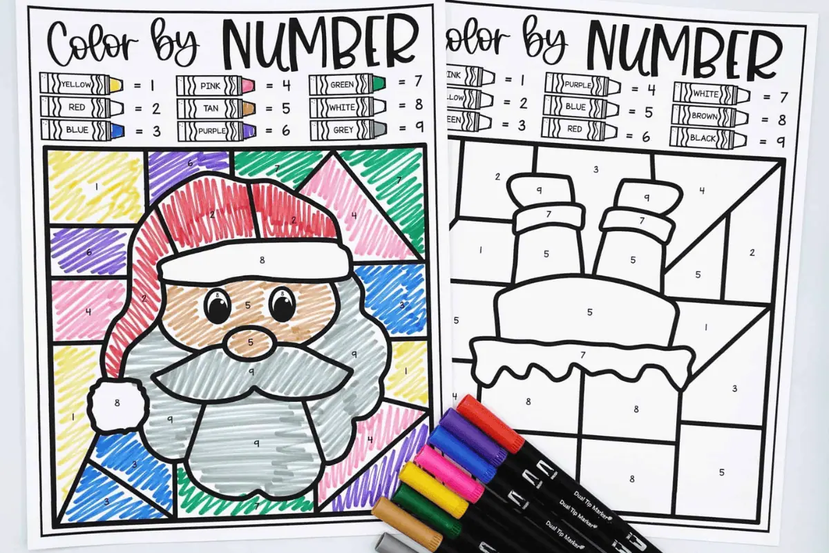 free christmas color by number printables