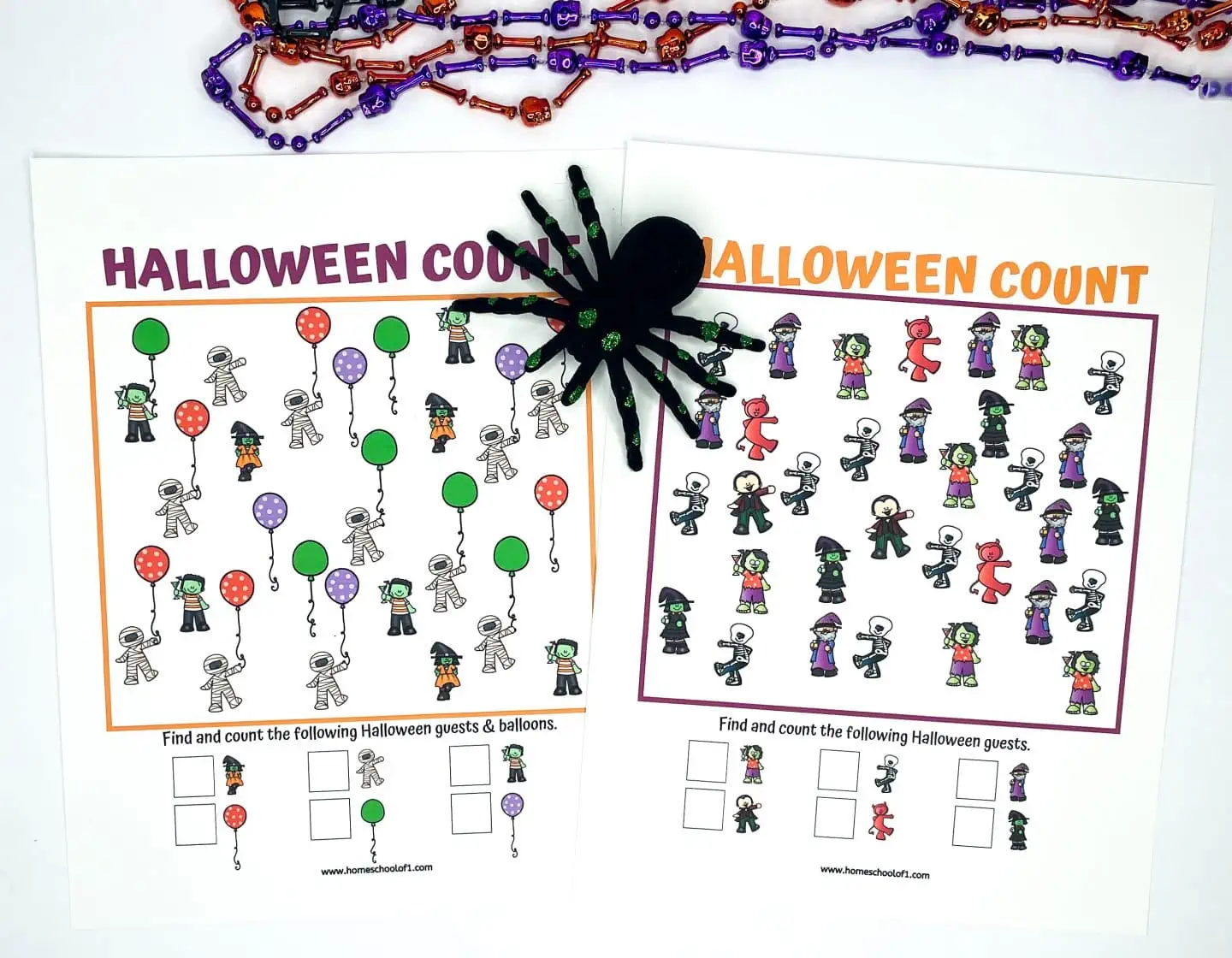 free printable halloween counting worksheets