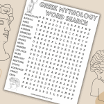 greek mythology word search puzzle