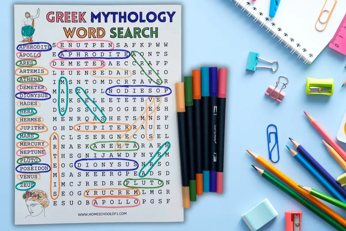 greek mythology word search