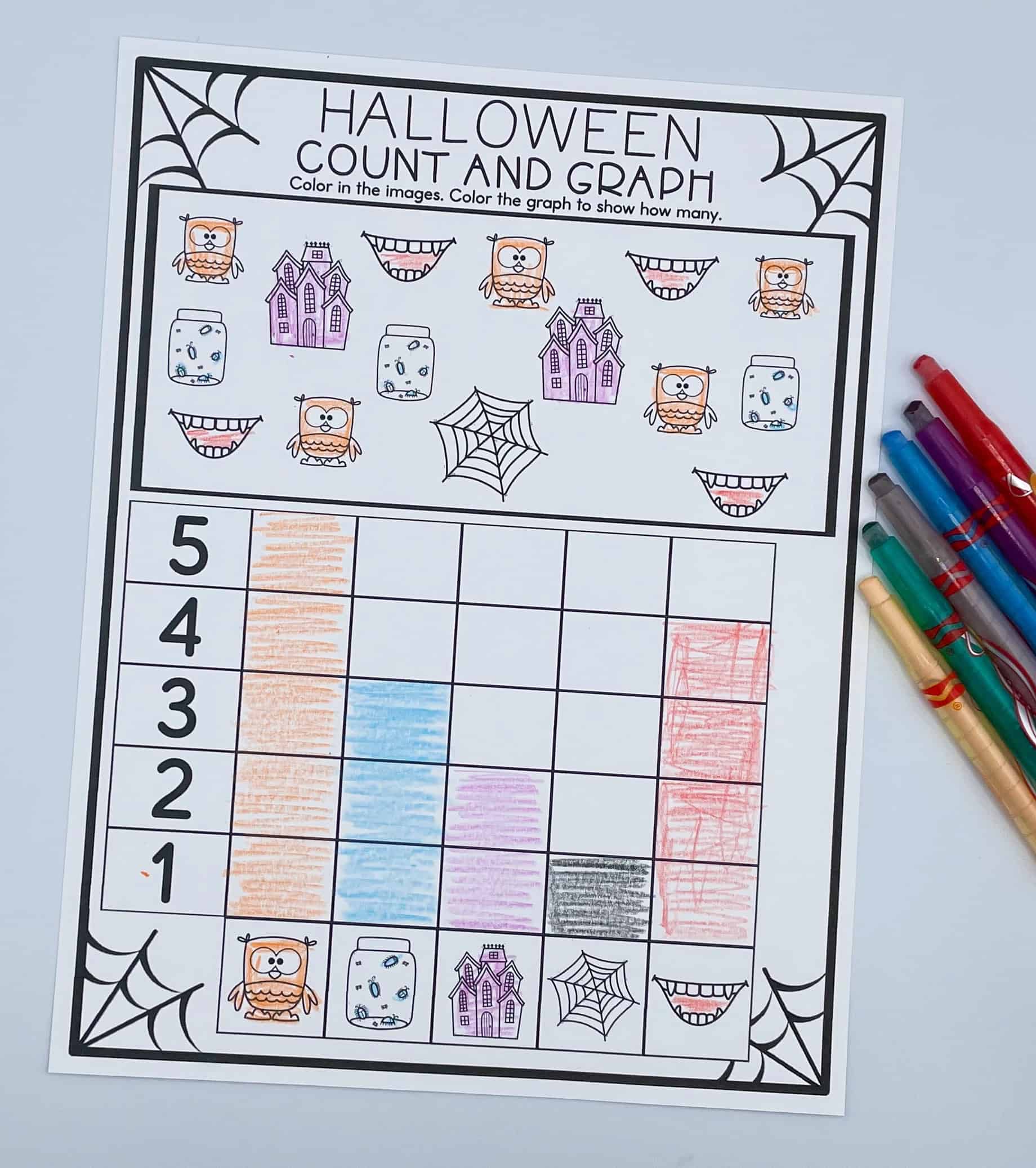 3 Free Halloween Graphing Worksheets (Color, Count & Graph)