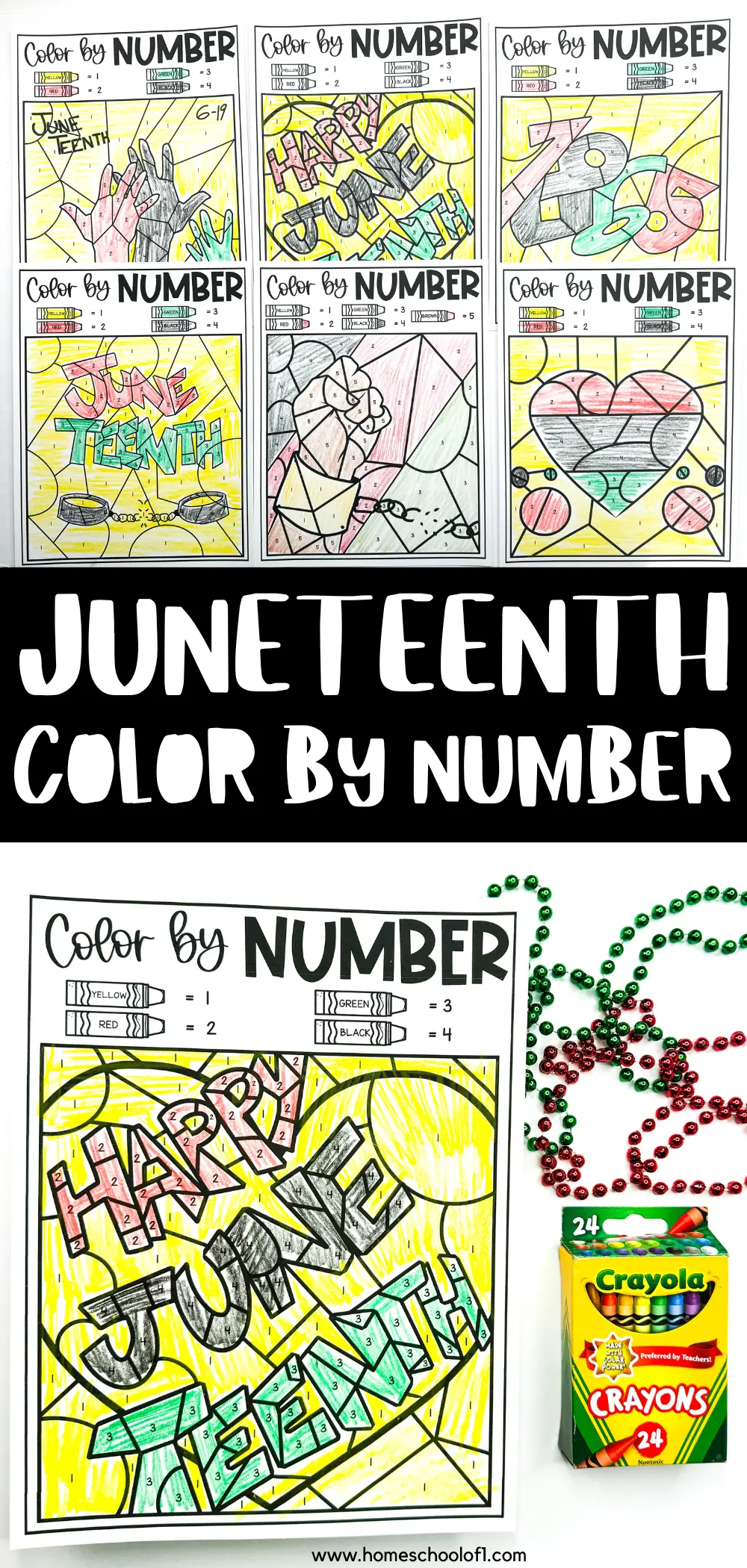 juneteenth color by number printables