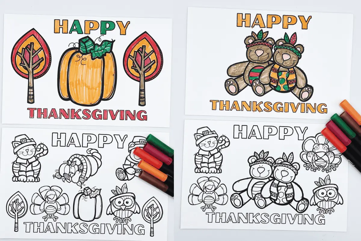 printable thanksgiving cards to color