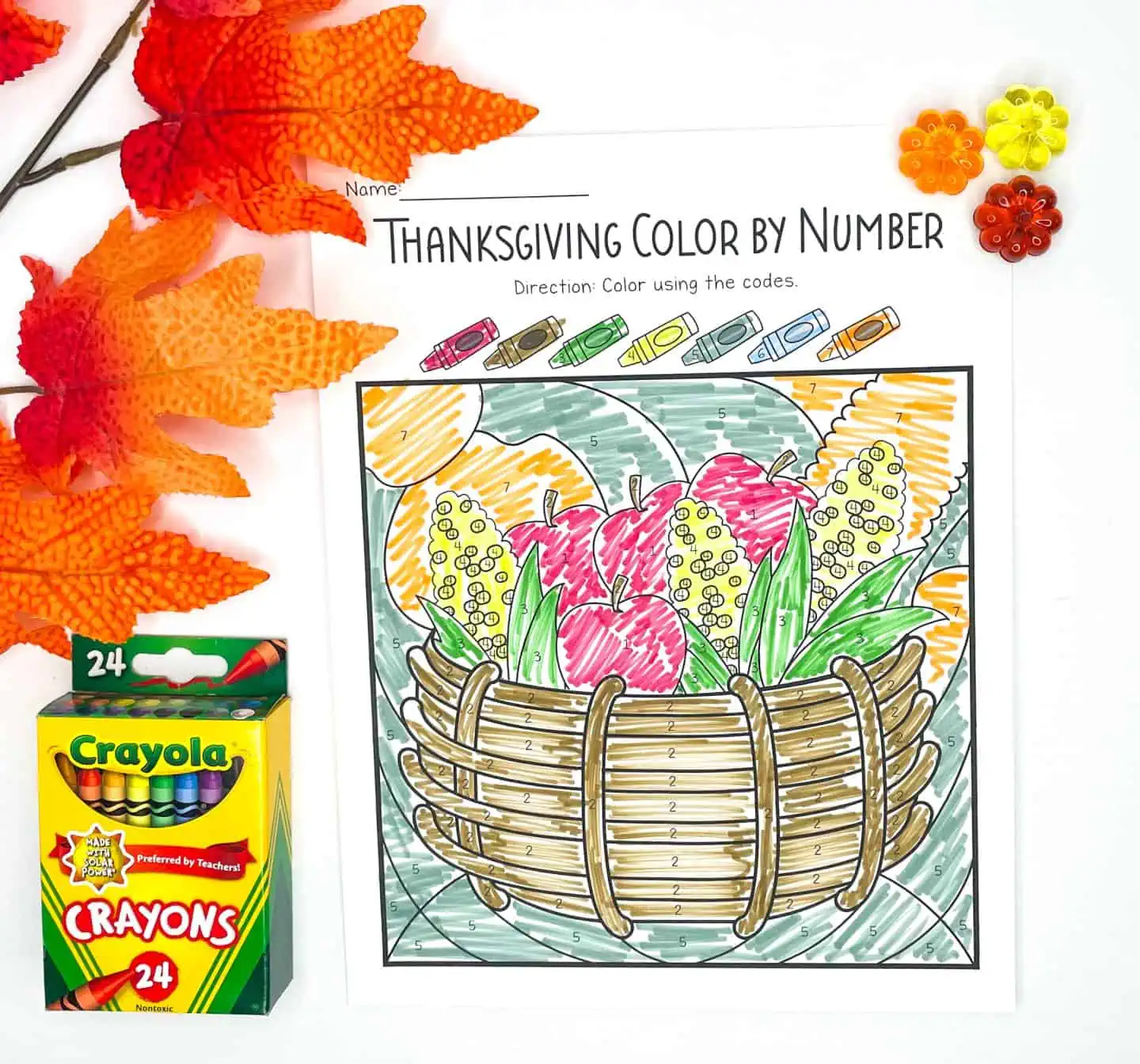 thanksgiving basket color by number