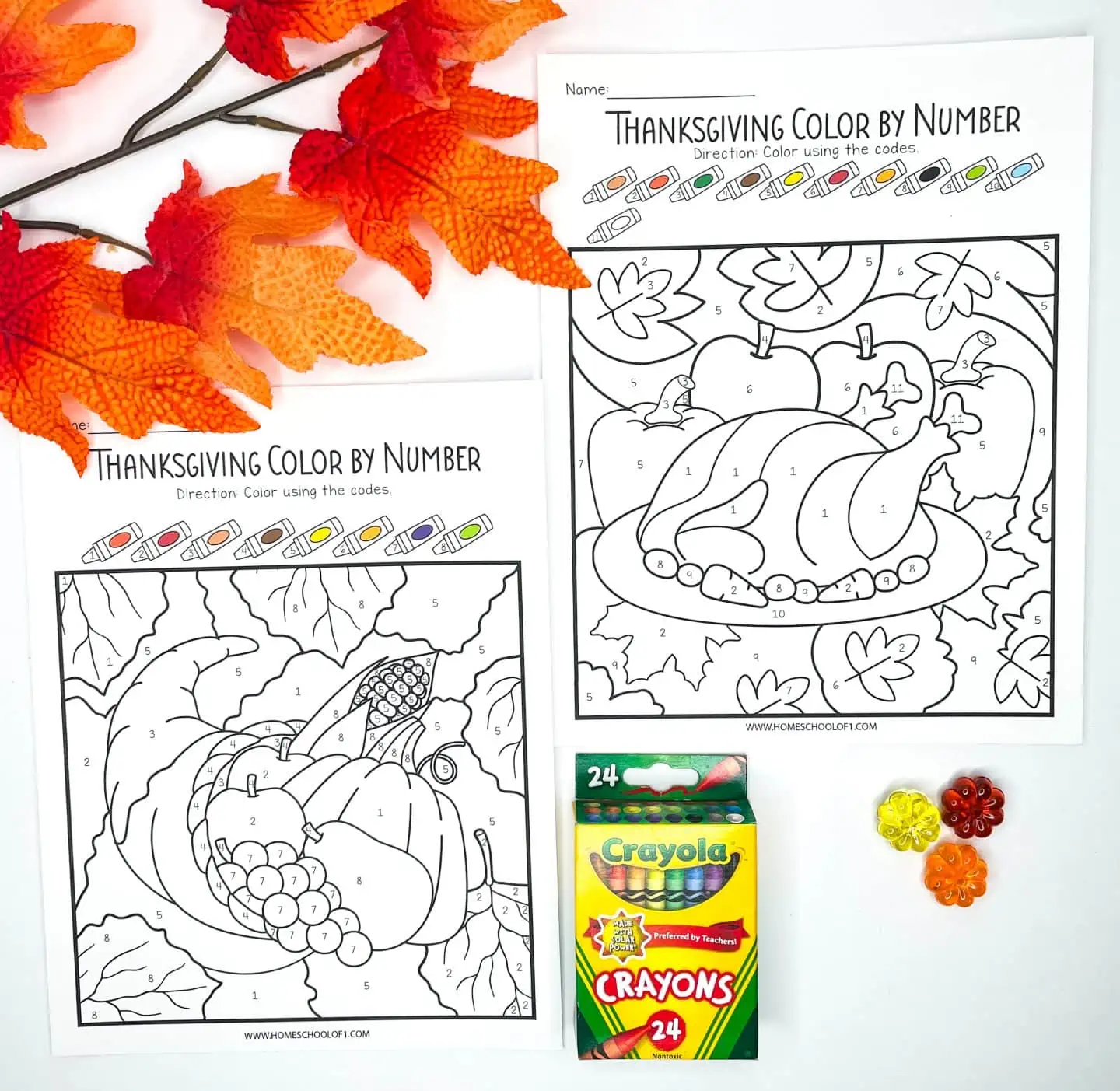 thanksgiving color by code worksheets