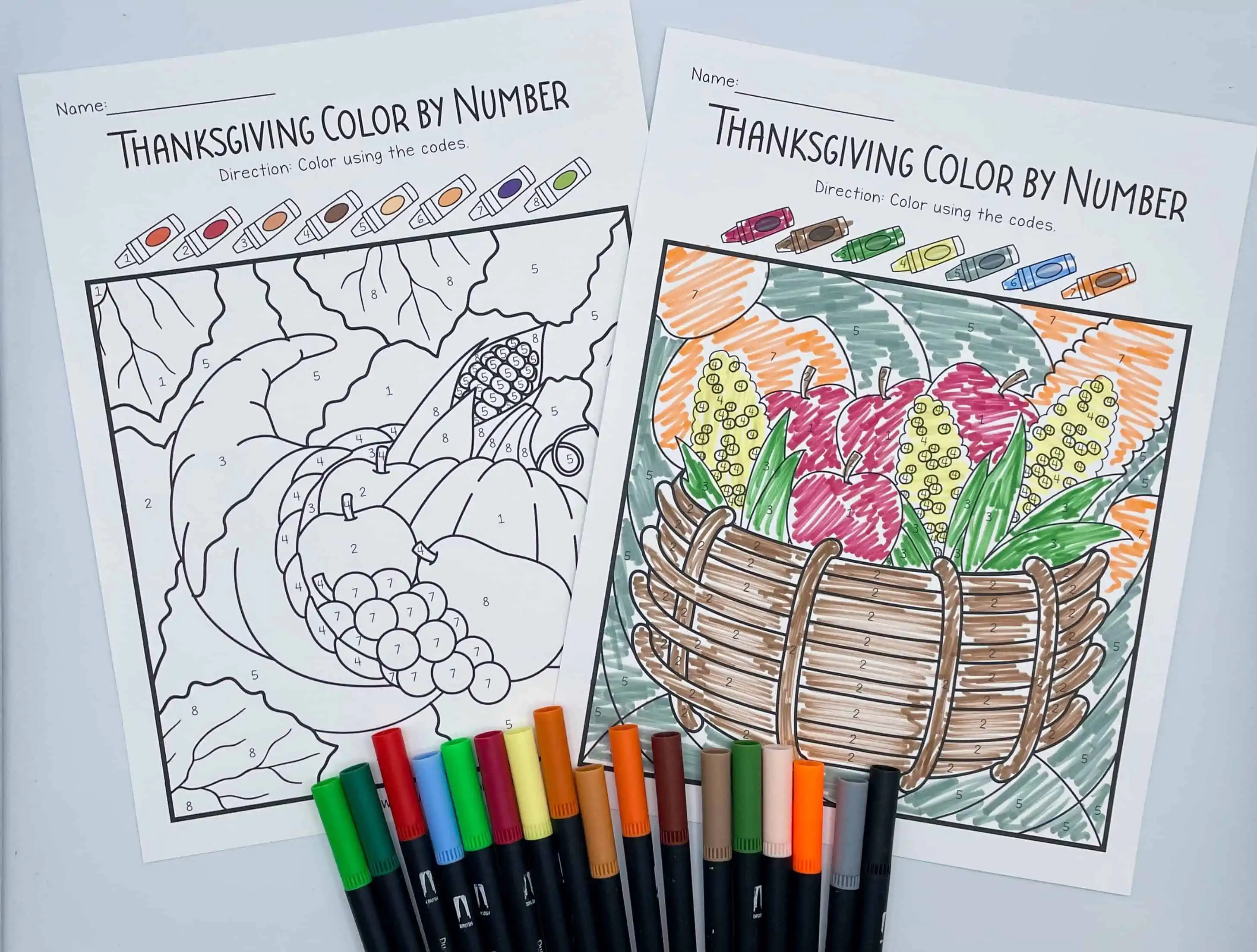 thanksgiving color by number