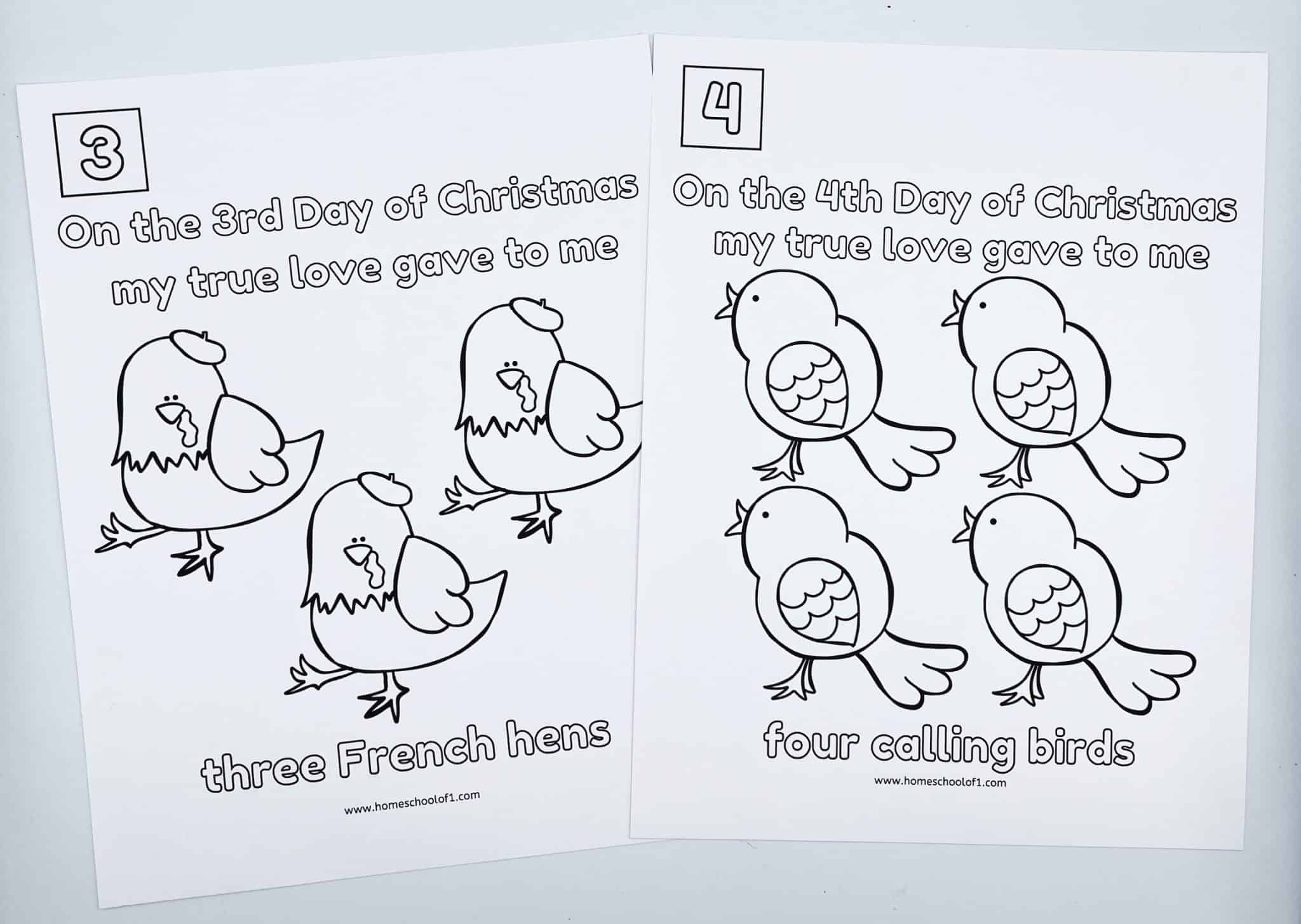 Free 12 Days of Christmas Coloring Pages - Homeschool of One