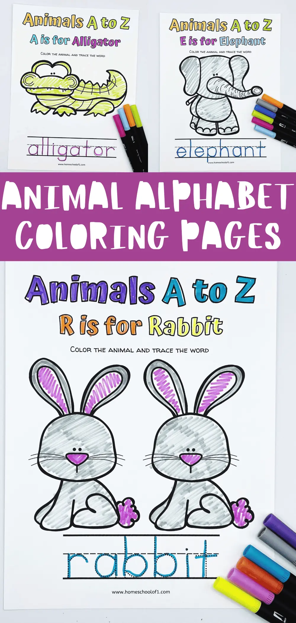 ANIMAL ALPHABET COLORING PAGES