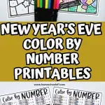 New Year's Eve color by number printables