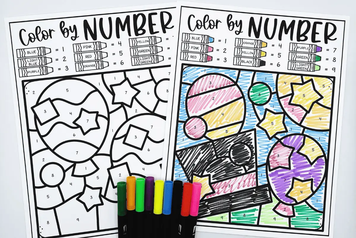 color by number new year printables