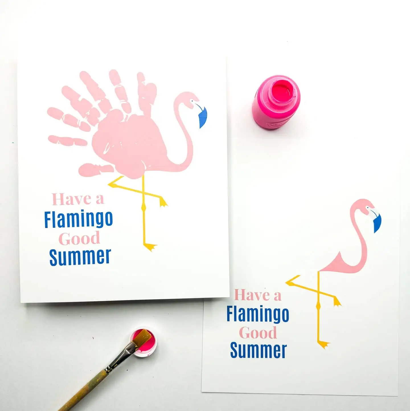 flamingo handprint art