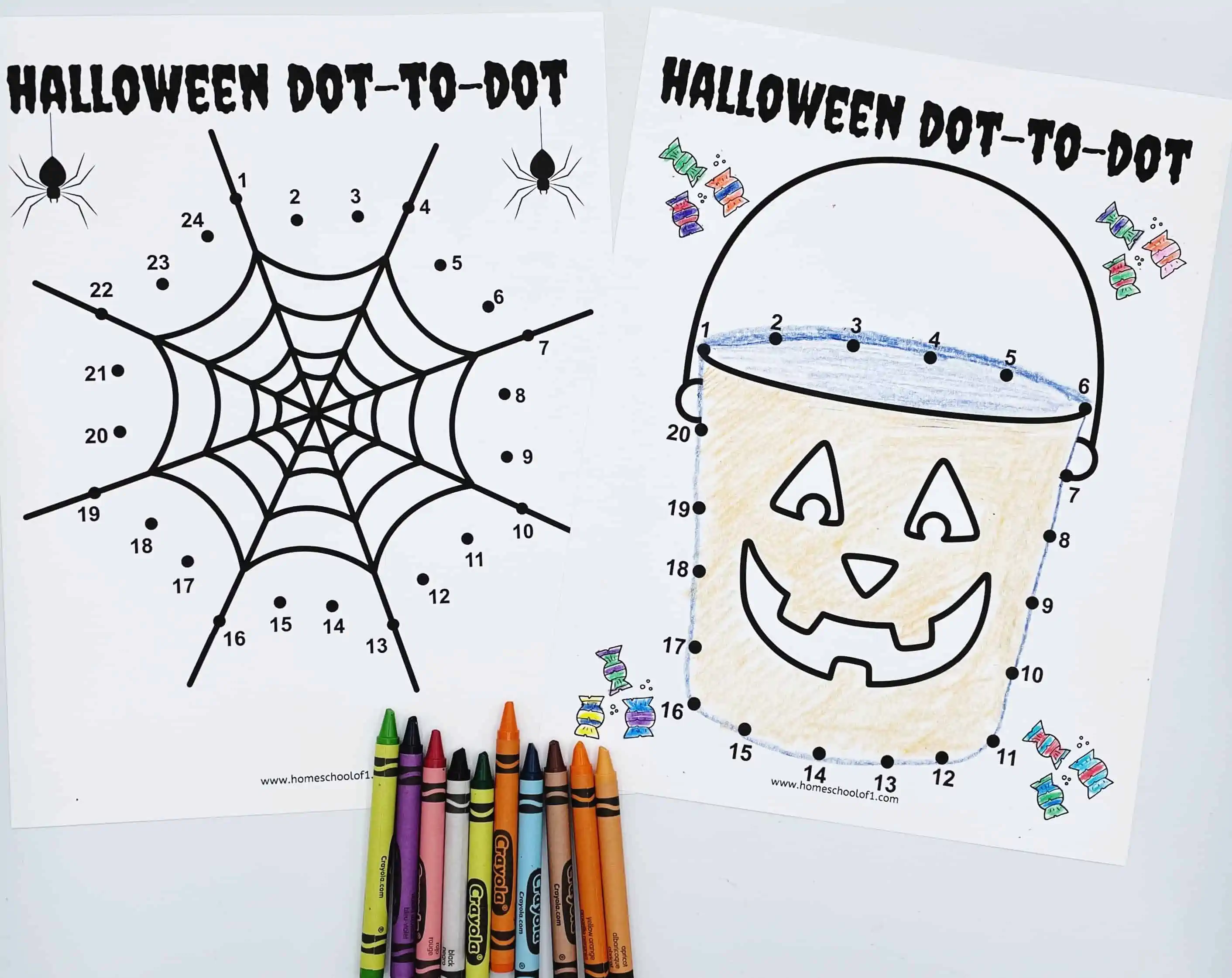 free halloween connect the dots featuring a skull and crossbones and a jack o lantern