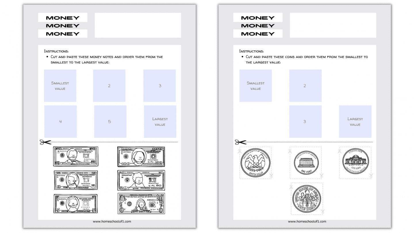 free money worksheets for preschool 8th grade