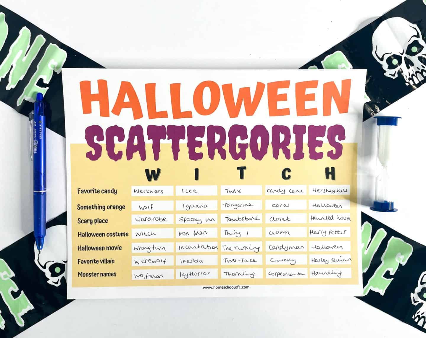 witch scattergories