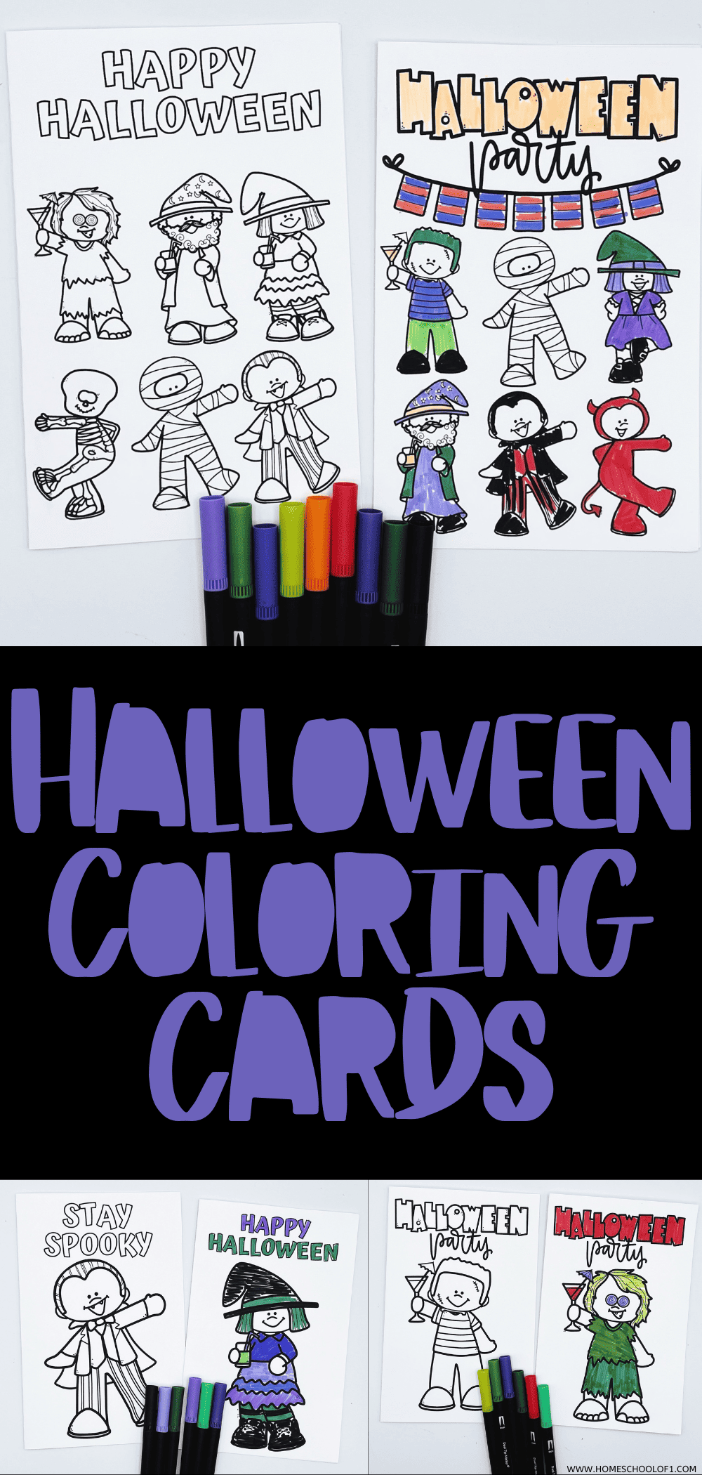 halloween coloring cards