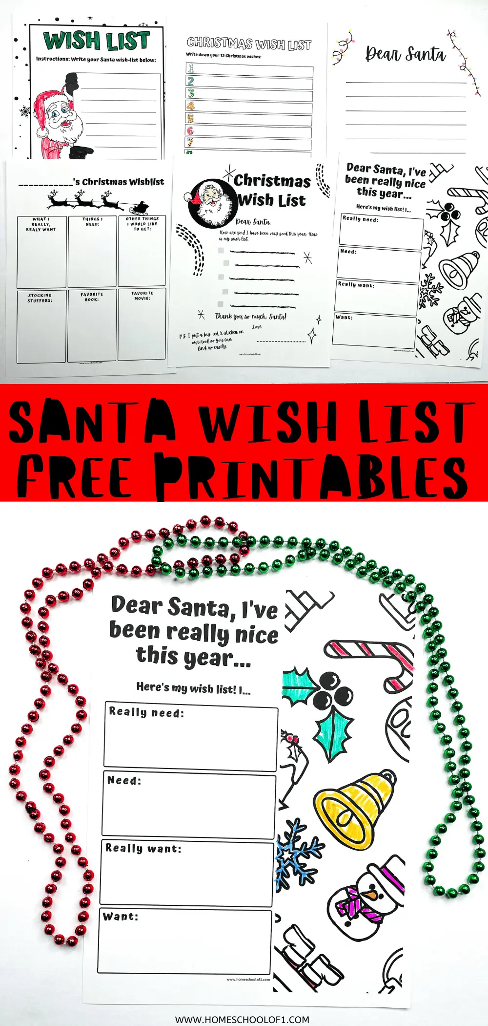 santa wish lists free printable