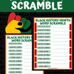 BLACK HISTORY MONTH WORD SCRAMBLE