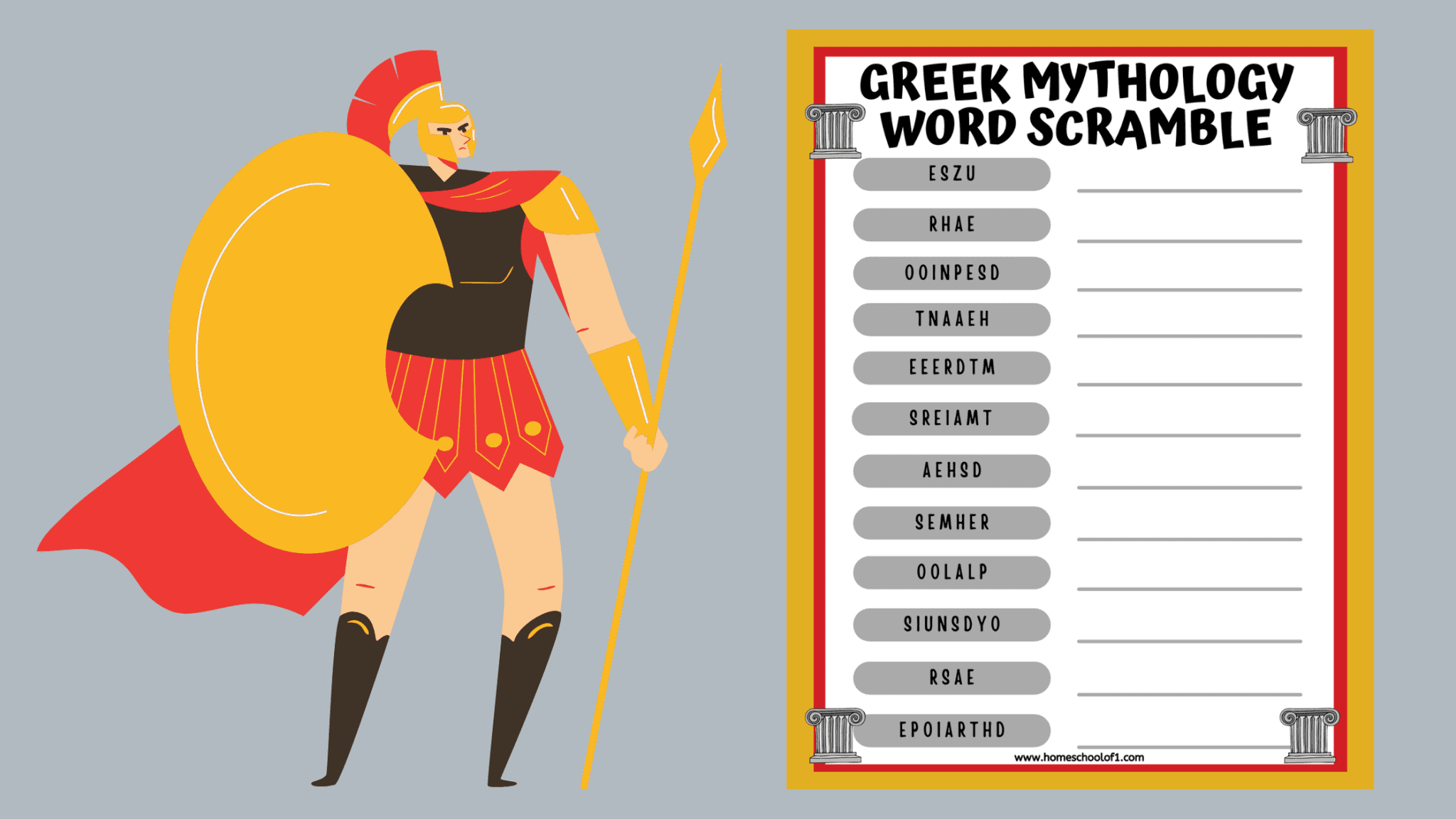 Greek Mythology Word Scramble (easy & hard version)