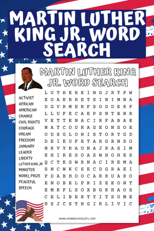 Martin Luther King Jr Word Search (free printable)