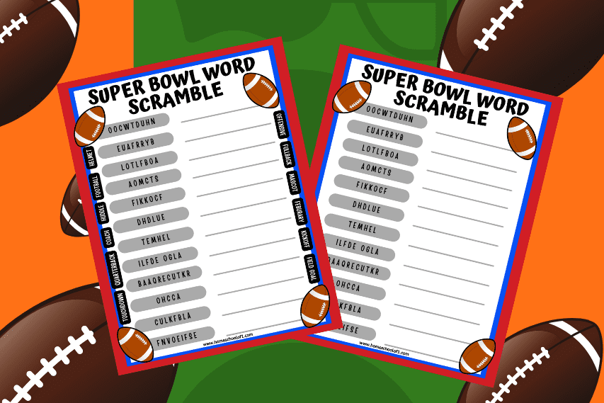 Free Printable Super Bowl Word Scramble Game