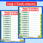 back to school word scramble