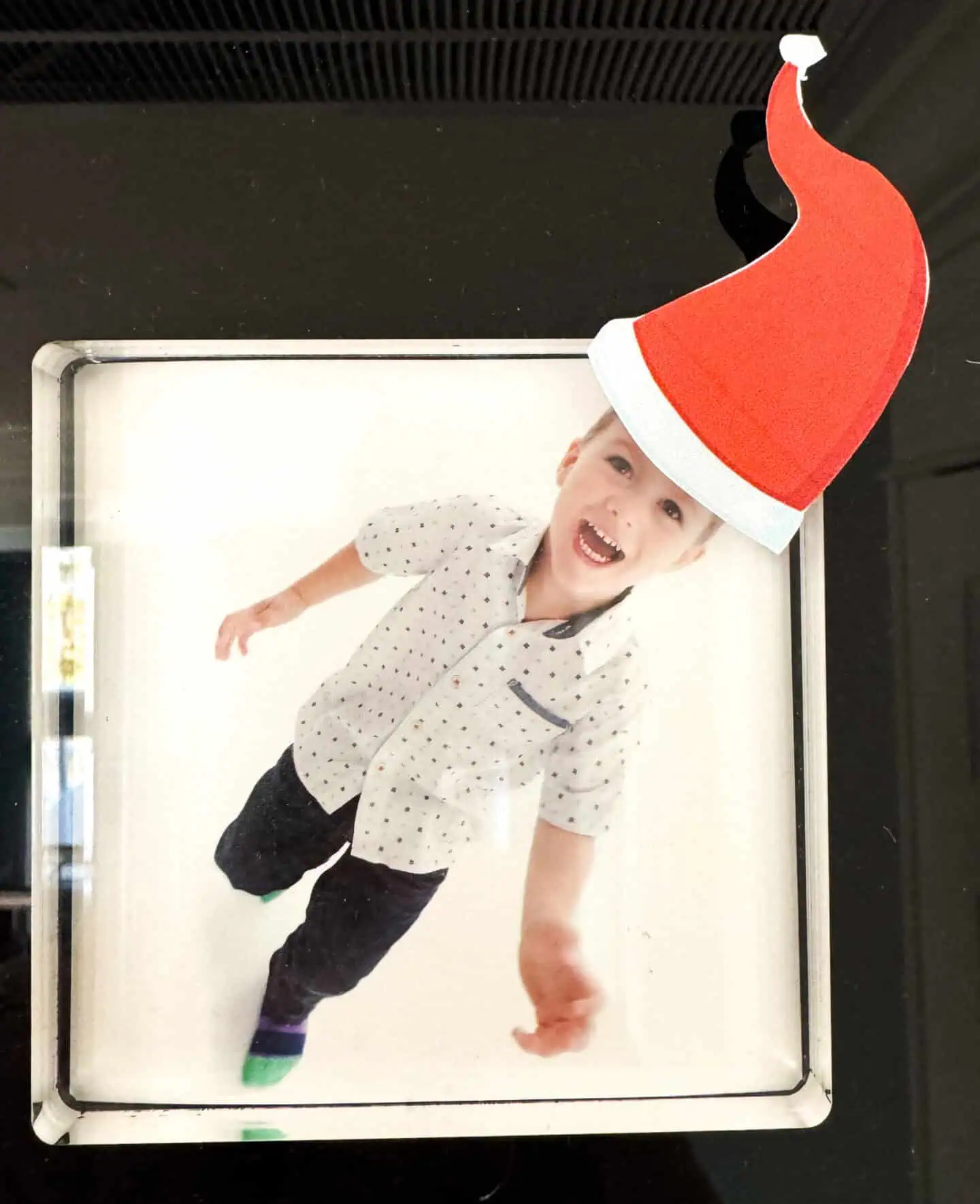 elf hat on family photo