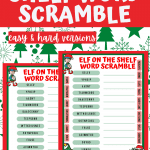 elf on the shelf word scramble