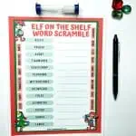 elf on the shelf word scramble with word bank