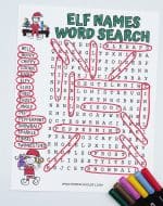 Elf Word Search - Find The Most Popular Elf Names