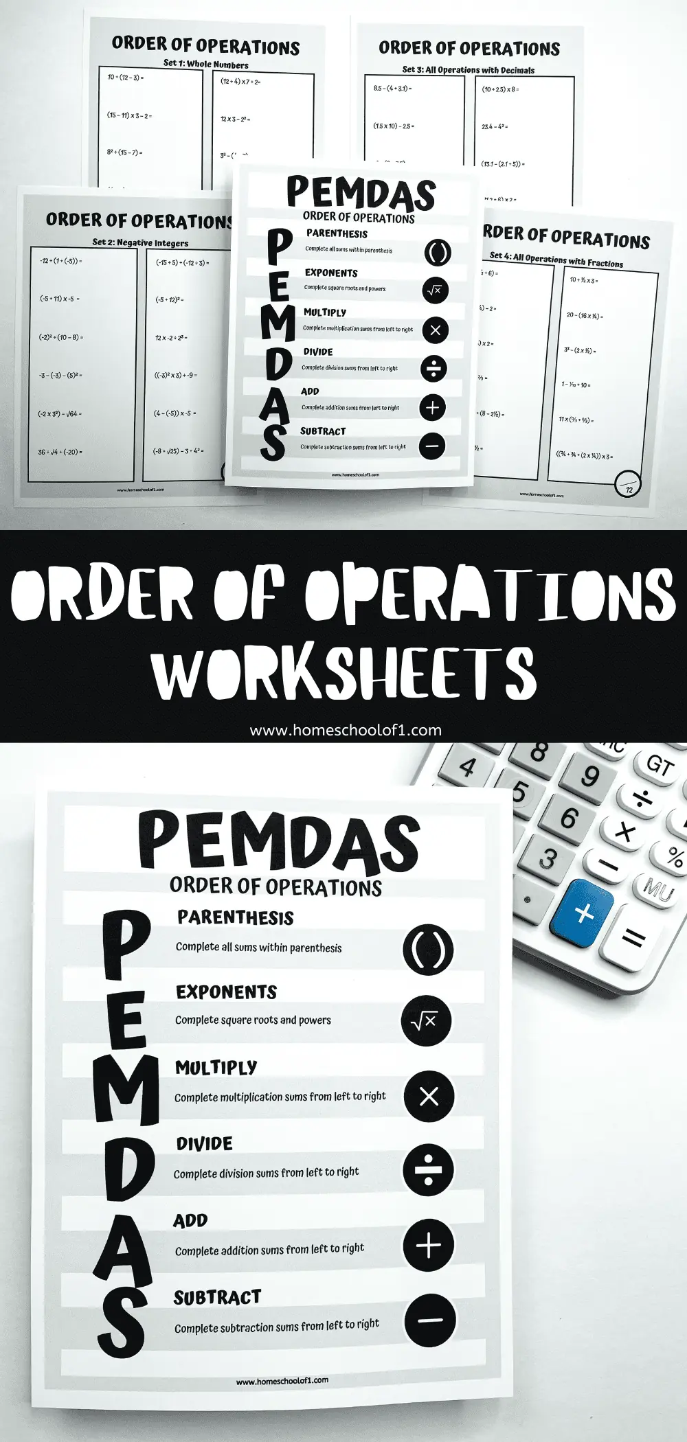 free oder of operations worksheets