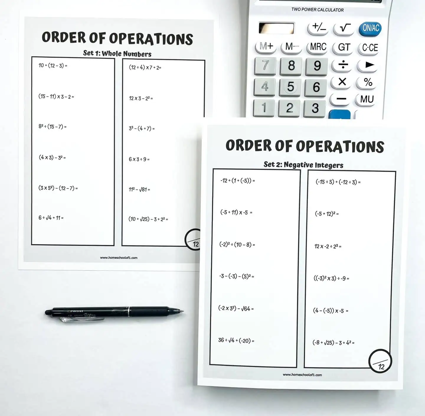 free order of operations worksheets