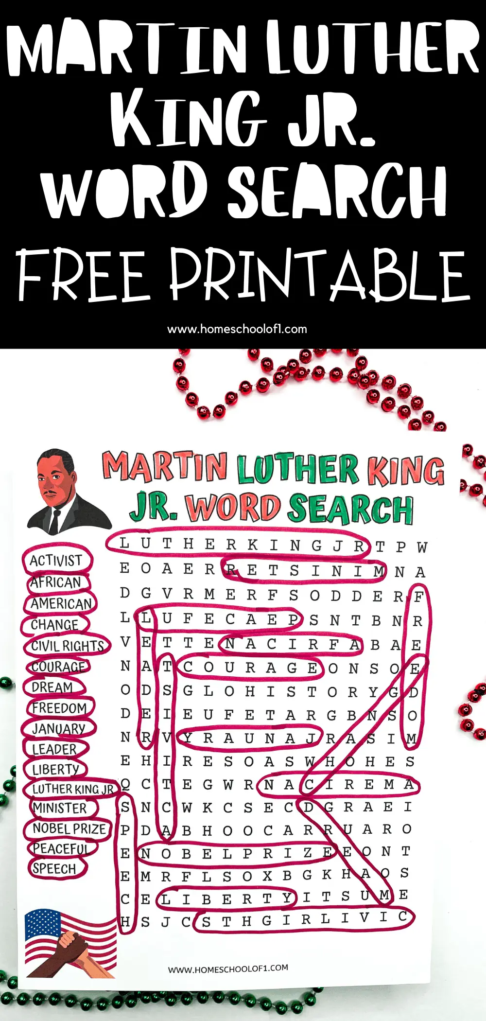 Free Printable Martin Luther King Jr Word Search